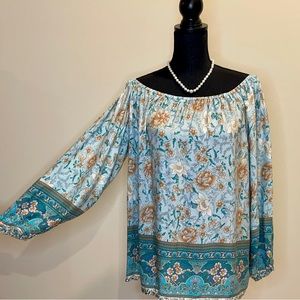 NWOT, Women's Off the Shoulder Floral Print Blouse, Size XL